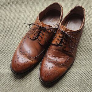 Johnston & Murphy Haskell Wingtip Oxford Mens 12 M Tan Calfskin Leather 59-10392